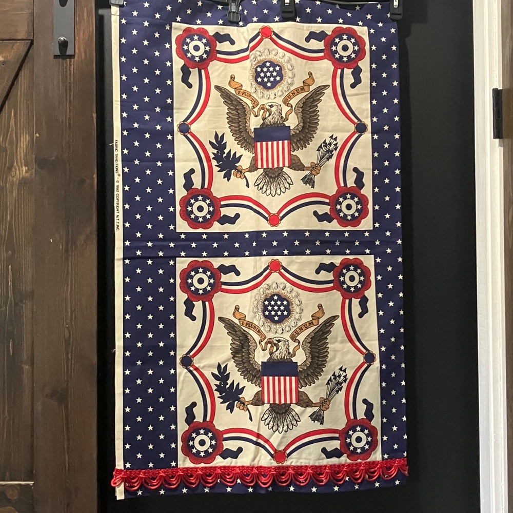 Vintage Handmade Patriotic American Eagle Curtain / Fabric Piece 1990